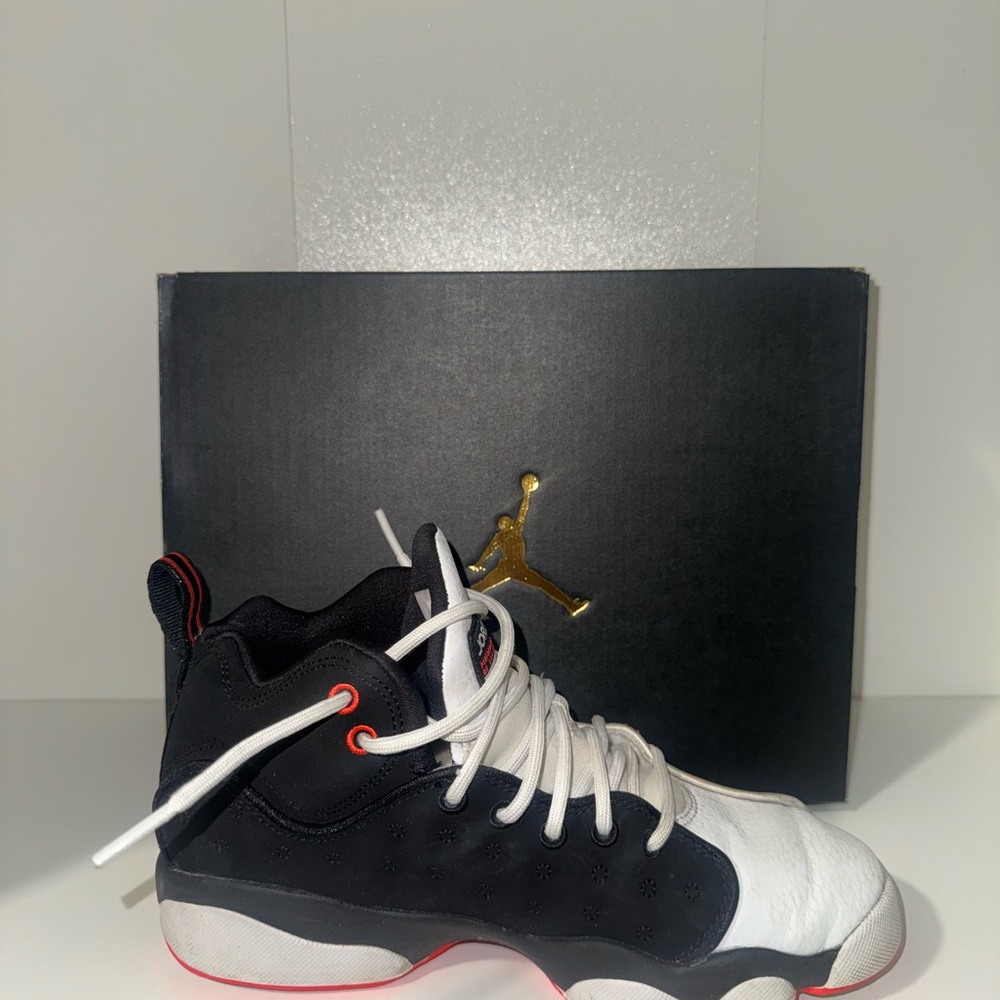 Jordan Kids Black and White Sneakers with Red Accents